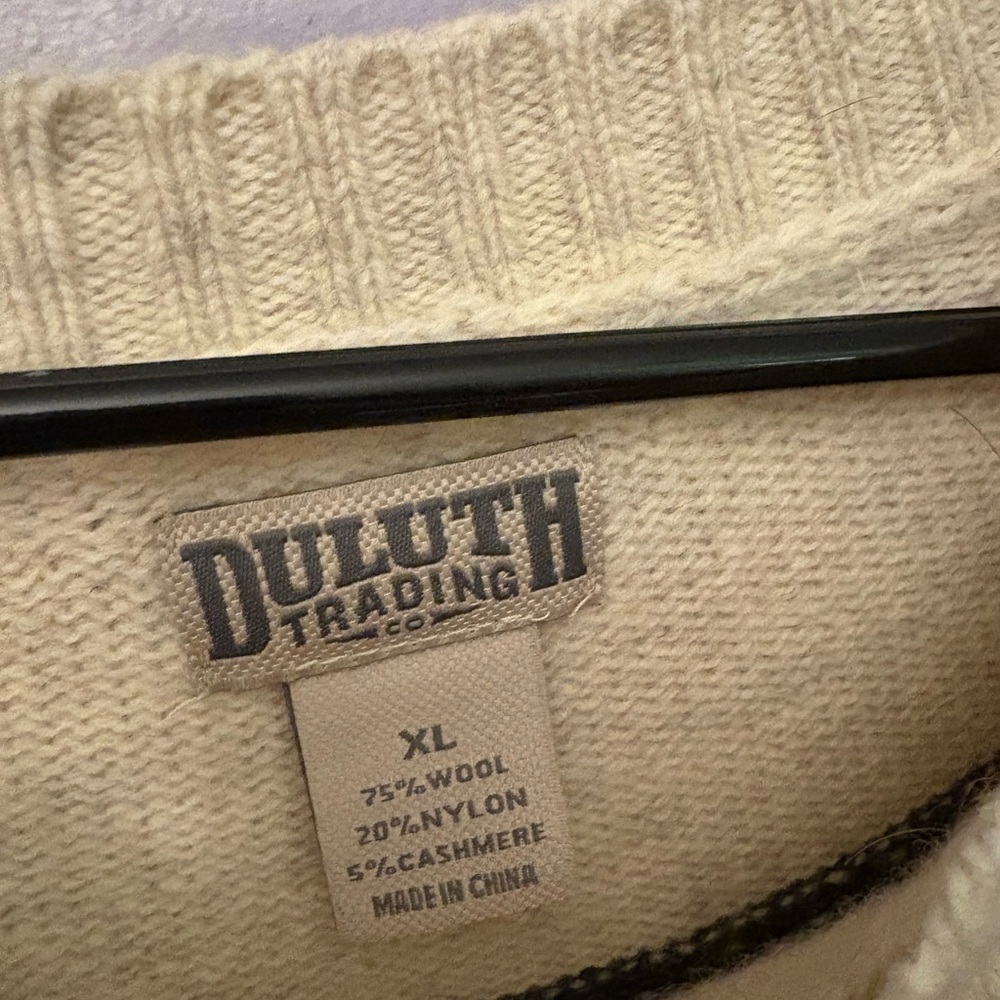Duluth trading company wool blend nordic sweater XL Fair Isle Cabin 75% Wool - Picture 4 of 6